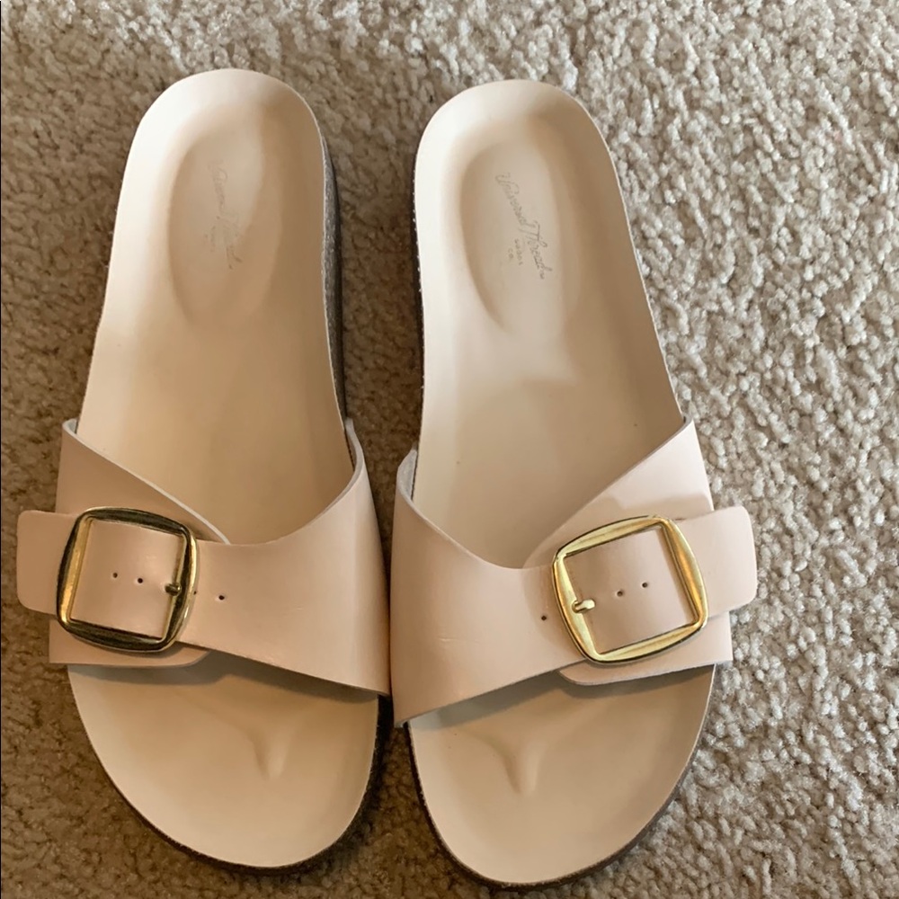 Women's Cream Slide Sandals with Gold Buckle universal threads